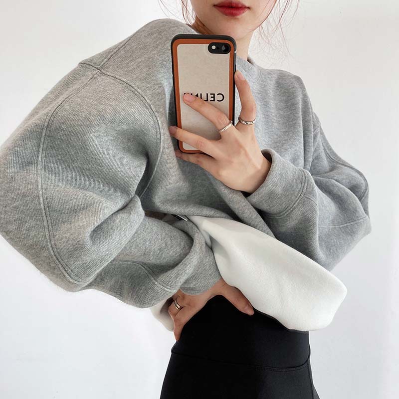 Plush thickened sweater women's design sense, small crowd, autumn and winter 2021 new loose ins slou