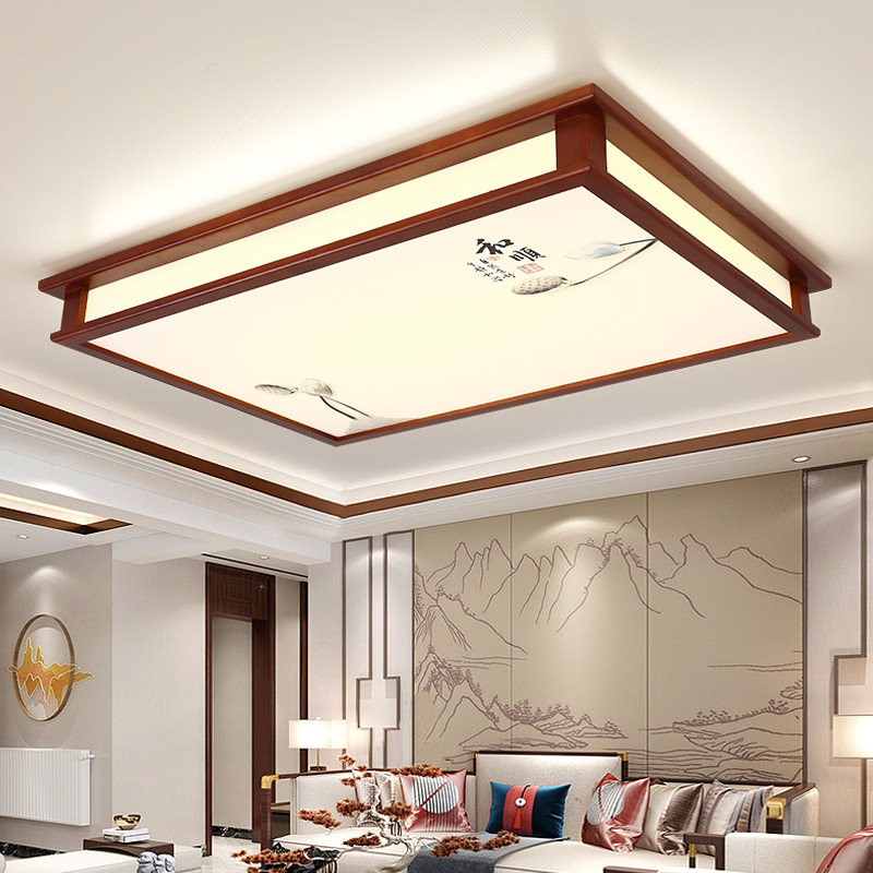 New Chinese simple solid wood ceiling lamp living room dining room bedroom warm Chinese atmosphere L