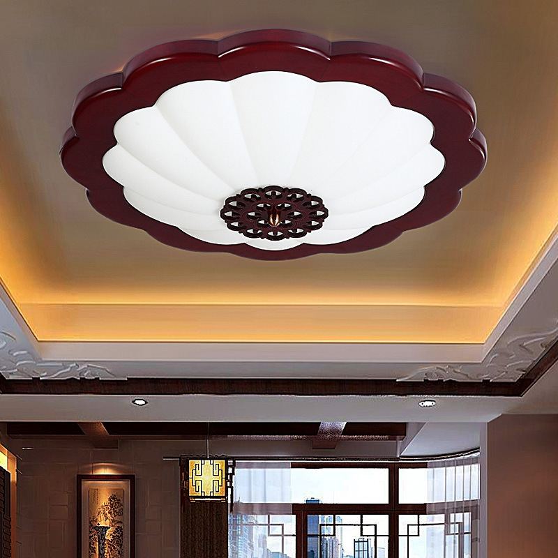 Chinese LED ceiling lamp Acrylic solid wood plum blossom circular corridor balcony simple household 