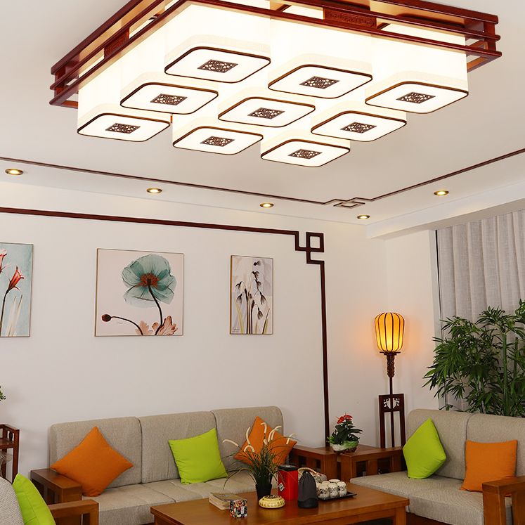 Chinese ceiling lamp, solid wood living room, dining room lamp, Chinese style compartment, bar, tea 