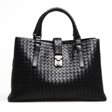 Bottega Veneta Women's Black Woven Light Calfskin Classic Roma Handbag 171265 VQ130 1000